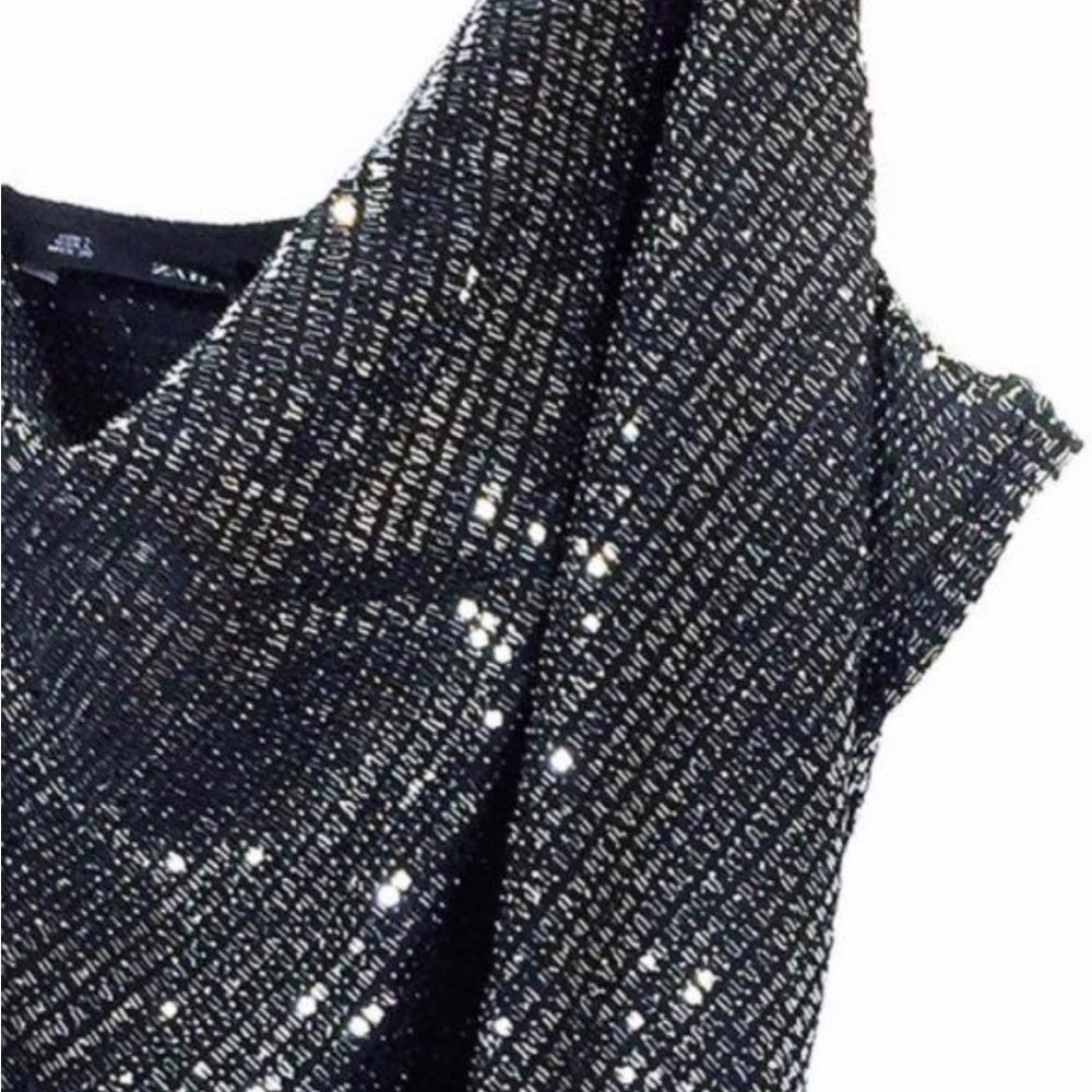 Sold out in stores! Zara gunmetal silver shimmering dress - Picture 6 of 6